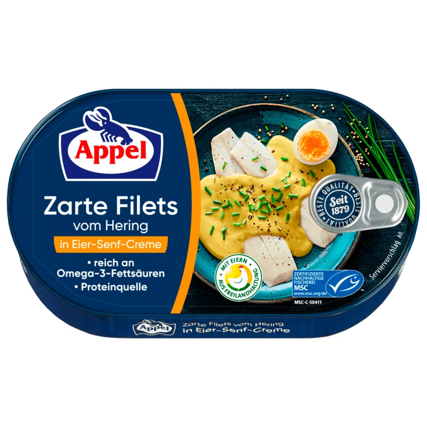 Appel MSC Zarte Filets vom Hering in Eier-Senf-Creme 200g